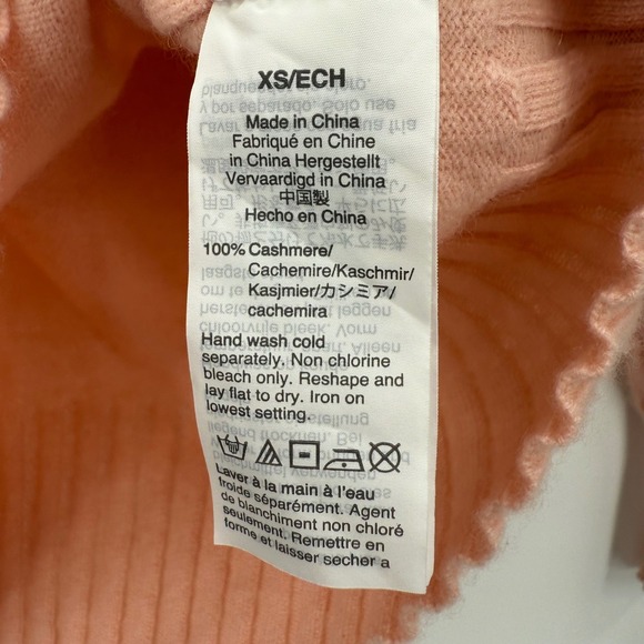 J. Crew 100% Cashmere XS Pink Mock Neck Sweater Ribbed Soft Orange Label - Picture 4 of 5